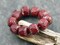 *10* 10mm Platinum Washed Red Opaline Center Cut Cruller Beads